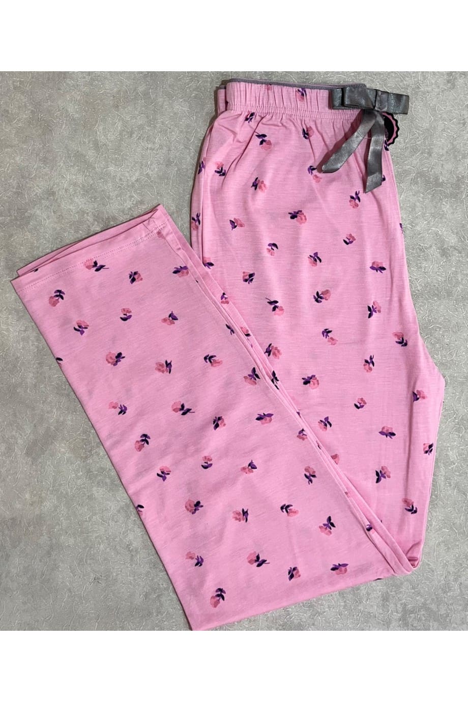 Viskon Pembe Çiçek Desenli Kadın Pijama Altı - Ayakta Görünüm | Linay Butik Kadın Ev Giyimi